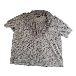 Apt. 9 Gray/Silver Short Sleeve Cowl Neck Sweater - 1X
